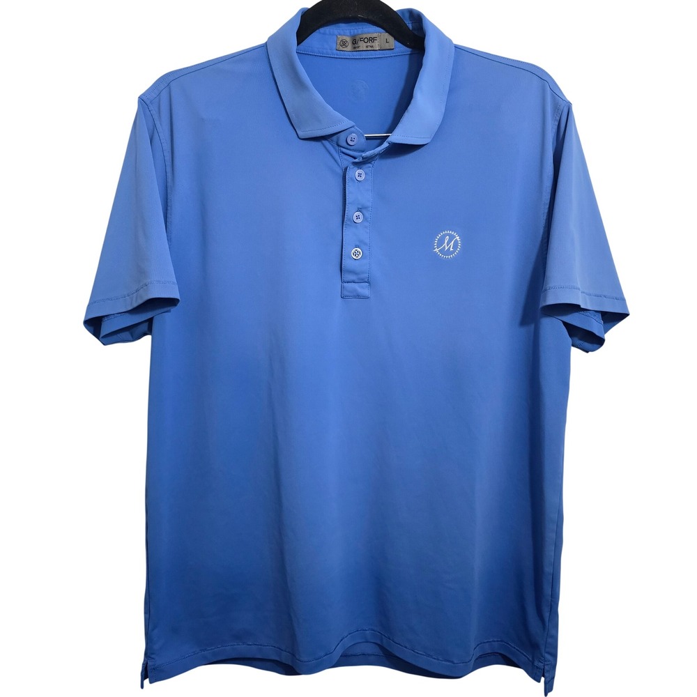 G/FORE Mens Performance Golf Polo‎ with Logo Shirt Blue Size Large